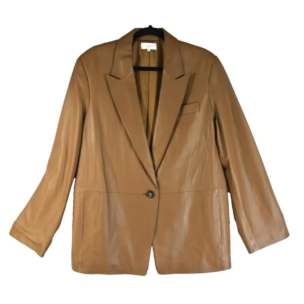 NEW, Vince Straight Fit Leather Blazer in Brown Size 8 #SJ2155 - Picture 3 of 8